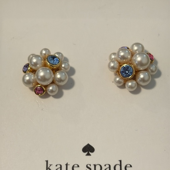 **SOLD**NIB KATE SPADE Pearl Caviar Cream Multicolored Stud Earrings - Picture 3 of 4